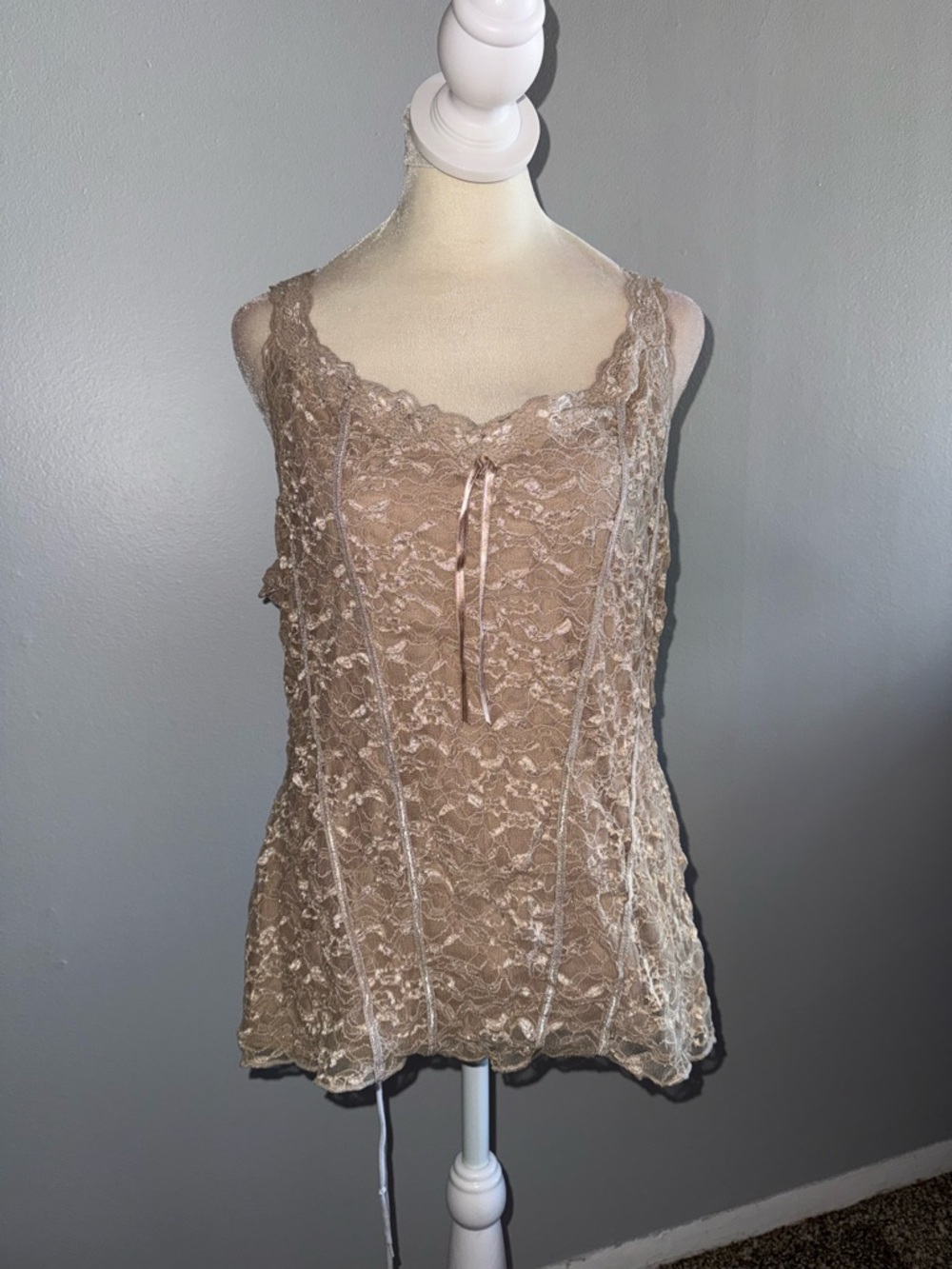 Apt. 9 Beige Lace Corset Style Top